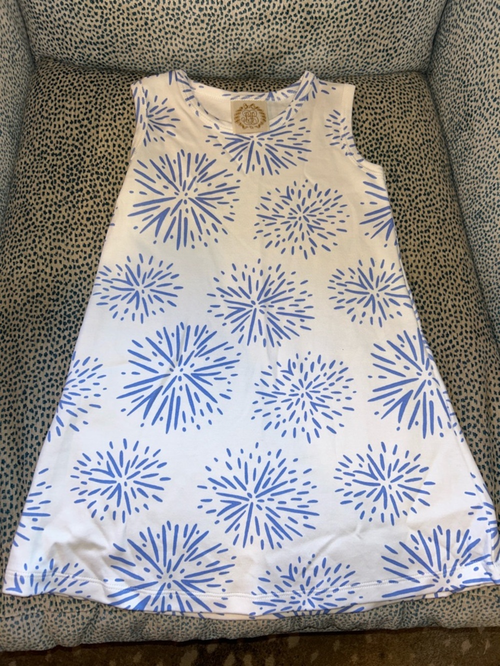 The Beaufort Bonnet Company White Tank Dress with Blue Firework Print